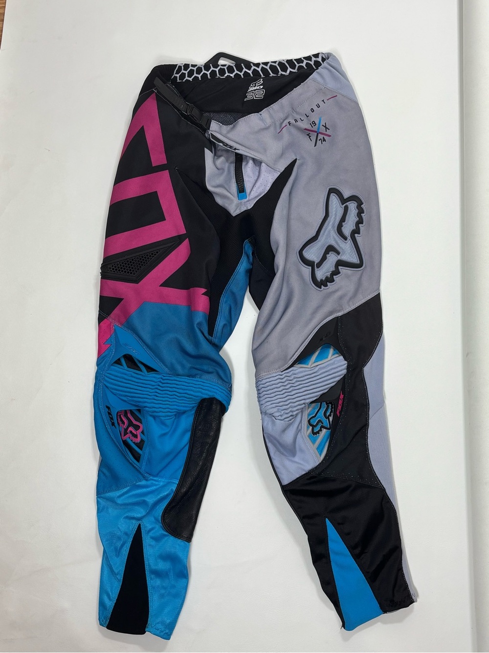 Fox 360 Fallout Motorcycle Pants Blue, Gray & Pink Motocross Pants size 32